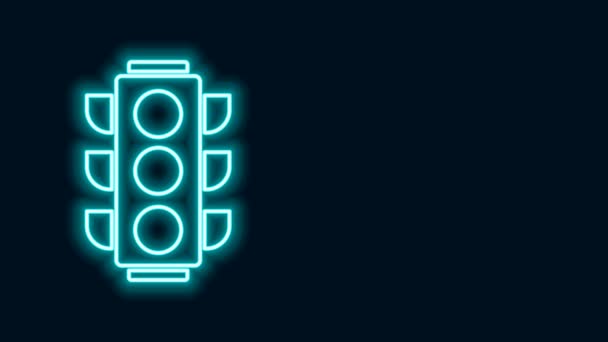 Zářící neonová čára Ikona semaforu izolované na černém pozadí. Grafická animace pohybu videa 4K — Stock video