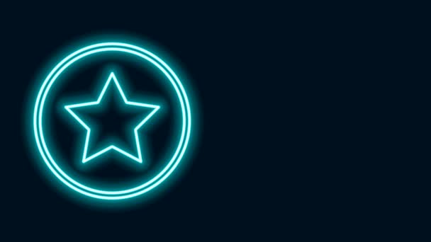 Linha de néon brilhante Ícone de estrela isolado no fundo preto. Favorito, melhor classificação, símbolo de prêmio. Animação gráfica em movimento de vídeo 4K — Vídeo de Stock