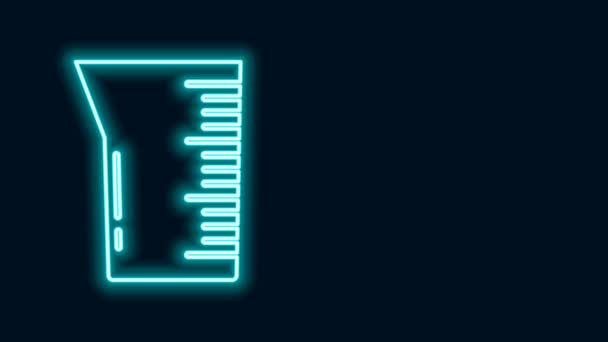 Ligne lumineuse néon Verrerie de laboratoire ou icône de bécher isolé sur fond noir. Animation graphique de mouvement vidéo 4K — Video