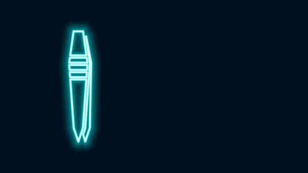 Zářící neonová čára Ikona pinzety izolovaná na černém pozadí. Grafická animace pohybu videa 4K — Stock video