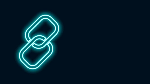 Glowing neon line Chain link icon isolated on black background. Link single. 4K Video motion graphic animation — Stock Video