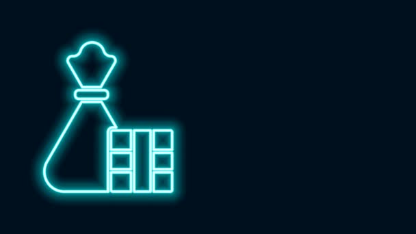 Linea neon incandescente Scatola regalo e icona borsa isolata su sfondo nero. Buon Natale e felice anno nuovo. Animazione grafica 4K Video motion — Video Stock