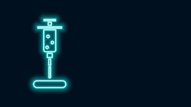 Parlayan neon çizgisi şırınga simgesi siyah arkaplanda izole edildi. Aşı için şırınga, aşı, iğne, grip aşısı. Tıbbi ekipman. 4K Video hareketli grafik canlandırması