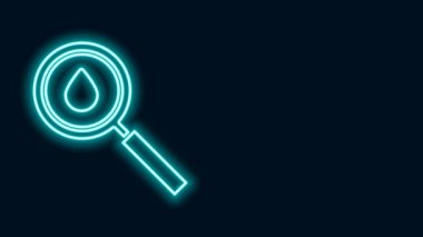 Parlayan neon hattı yağ damlası simgesi siyah arkaplanda izole edildi. Jeolojik keşif, jeoloji araştırması. 4K Video hareketli grafik canlandırması