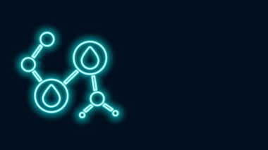 Parlayan neon hattı Molekül yağı ikonu siyah arkaplanda izole edildi. Kimya moleküllerinin yapısı. 4K Video hareketli grafik canlandırması