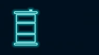 Parlayan neon hattı fıçı yağı ikonu siyah arka planda izole edildi. 4K Video hareketli grafik canlandırması