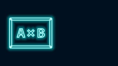 Parlayan neon çizgisi kireç taşı simgesi siyah arkaplanda izole edildi. Okul karatahtası. 4K Video hareketli grafik canlandırması