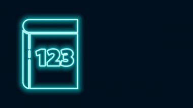 Siyah zemin üzerinde izole edilmiş kelime matematik ikonu ile parlayan neon çizgi kitabı. Matematik kitabı. Okula geri dönmekle ilgili eğitim konsepti. 4K Video hareketli grafik canlandırması