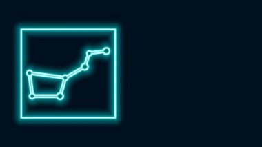 Parlayan neon hattı Büyük Ayı takımyıldızı simgesi siyah arkaplanda izole edildi. 4K Video hareketli grafik canlandırması