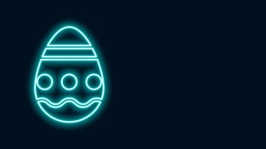 Parlayan neon hattı Paskalya yumurtası simgesi siyah arka planda izole edildi. Mutlu Paskalyalar. 4K Video hareketli grafik canlandırması