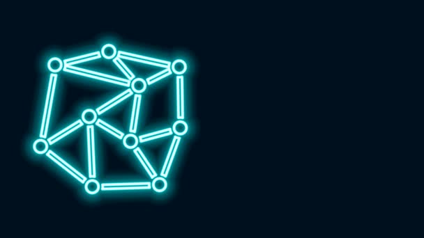 Leuchtende Neon-Linie Neuronales Netzwerk-Symbol isoliert auf schwarzem Hintergrund. Künstliche Intelligenz. 4K Video Motion Grafik Animation — Stockvideo