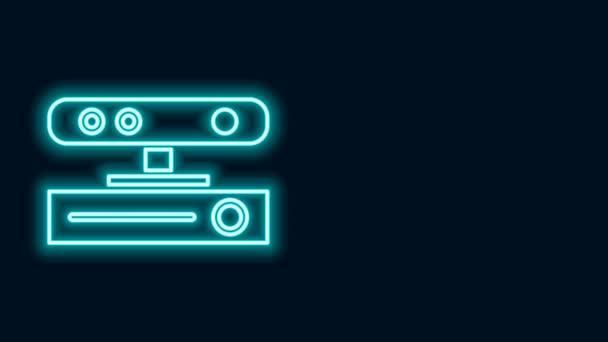 Zářící neonová čára Ikona pohybového senzoru izolovaná na černém pozadí. Grafická animace pohybu videa 4K — Stock video
