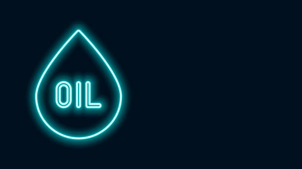 Świecąca neonowa linia Ikona kropli oleju izolowana na czarnym tle. 4K Animacja graficzna ruchu wideo — Wideo stockowe