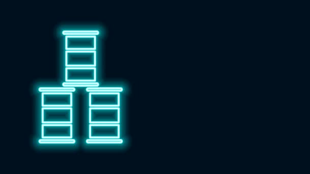 Glowing neon line Barrel oil icon isolated on black background. 4K Video motion graphic animation — Stock Video