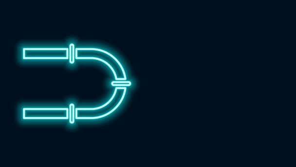 Gloeiende neon lijn Industrie metalen pijp pictogram geïsoleerd op zwarte achtergrond. 4K Video motion grafische animatie — Stockvideo