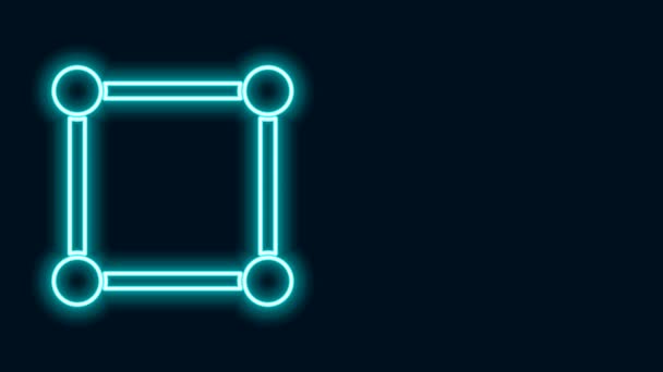 Gloeiende neon lijn Geometrische figuur Vierkant pictogram geïsoleerd op zwarte achtergrond. Abstracte vorm. Geometrische versiering. 4K Video motion grafische animatie — Stockvideo