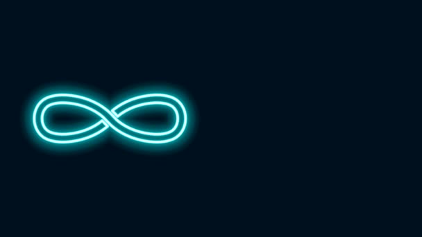 Icono de línea de neón brillante Infinity aislado sobre fondo negro. Animación gráfica de vídeo 4K — Vídeos de Stock