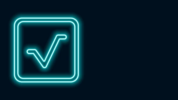 Glowing neon line Square root icon isolated on black background. 4K Video motion graphic animation — Stock Video