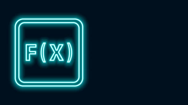 Glowing neon line Function mathematical symbol icon isolated on black background. 4K Video motion graphic animation — Stock Video