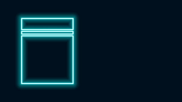 Светящийся неоновая линия Пластиковый пакет с иконкой зиплок изолированы на черном фоне. Видеографическая анимация 4K — стоковое видео