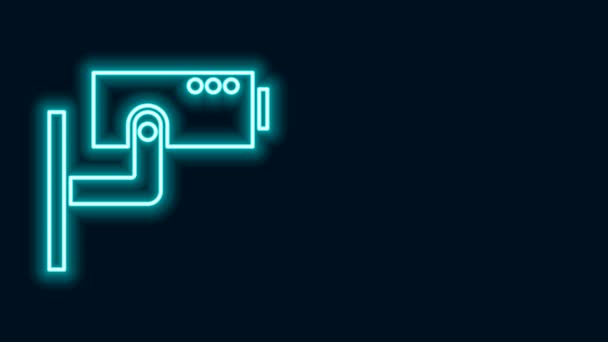 Glowing neon line Security camera icon isolated on black background. 4K Video motion graphic animation — Stock Video