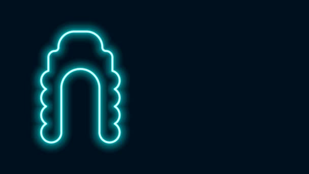 Glowing neon line Judge wig icon isolated on black background. Medieval style antique. 4K Video motion graphic animation — Stock Video