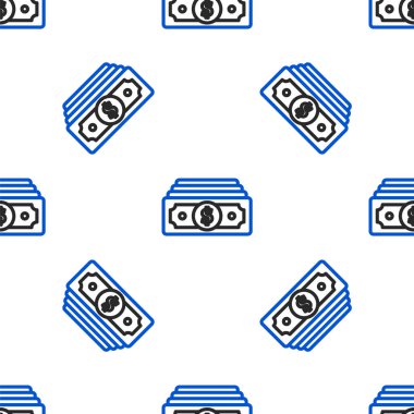 Line Stacks kağıt para para ikonu izole beyaz arka planda pürüzsüz desen. Para desteleri. Para birimi. Renkli taslak konsepti. Vektör.