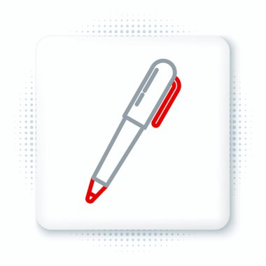 Beyaz arkaplanda satır kalem simgesi izole edildi. Renkli taslak konsepti. Vektör.