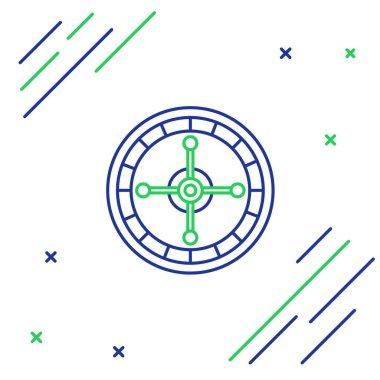 Çizgi Kumarhanesi rulet tekerleği simgesi beyaz arka planda izole edildi. Renkli taslak konsepti. Vektör.