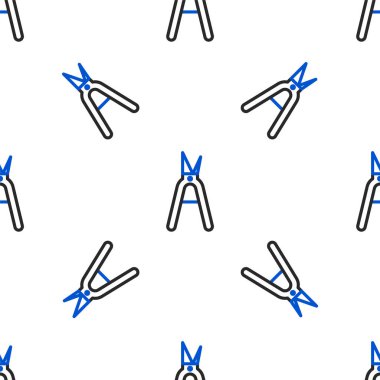 Beyaz arkaplandaki izole edilmiş ikonu budamak için el yapımı makas. Ahşap saplı budama makası. Renkli taslak konsepti. Vektör.