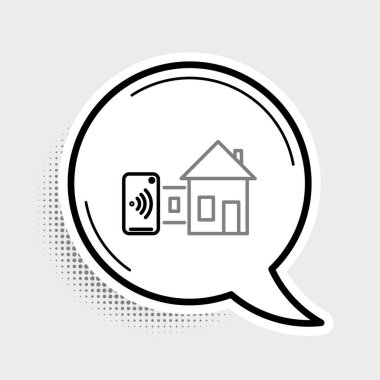 Line Smart ev simgesi gri arkaplanda izole edildi. Uzaktan kumanda. Renkli taslak konsepti. Vektör.