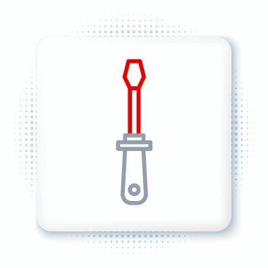 Çizgi Tornavida simgesi beyaz arkaplanda izole edildi. Servis aracı sembolü. Renkli taslak konsepti. Vektör.