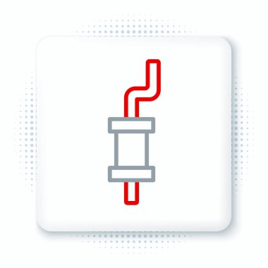 Çizgi Araba susturucusu simgesi beyaz arkaplanda izole edildi. Egzoz borusu. Renkli taslak konsepti. Vektör.