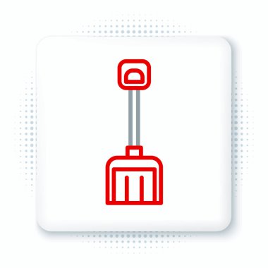 Kar küreği simgesi beyaz arkaplanda izole edildi. Renkli taslak konsepti. Vektör.