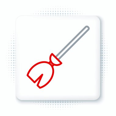 Çizgi Cadıları süpürge simgesi beyaz arkaplanda izole edildi. Mutlu Cadılar Bayramı Partisi. Renkli taslak konsepti. Vektör.