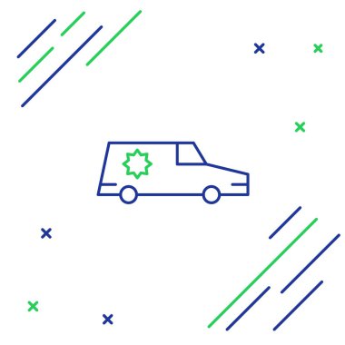 Cenaze arabası simgesi beyaz arka planda izole edildi. Renkli taslak konsepti. Vektör.