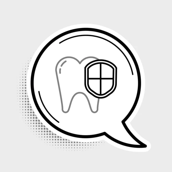 灰色の背景に隔離されたライン歯科保護アイコン シールドロゴの歯 カラフルなアウトラインコンセプト ベクトル — ストックベクタ