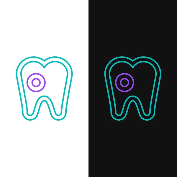 과검은 배경에서 아이콘을 Tooth 치아가 썩는다 Vector — 스톡 벡터