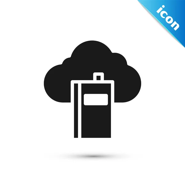 Icona Grey Cloud Libreria Online Isolata Sfondo Bianco Istruzione Internet — Vettoriale Stock