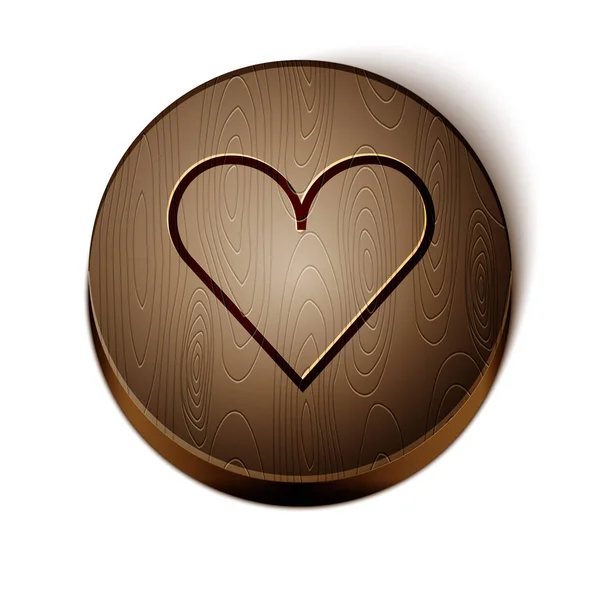 Icona Brown Line Heart Isolata Sfondo Bianco Simbolo Romantico Legato — Vettoriale Stock
