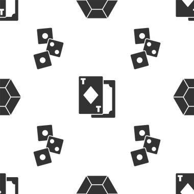 Sihirli taşı kur, kart oyna ve kusursuz desen üzerinde oyun zarları oyna. Vektör.