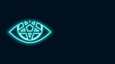 Parlayan neon çizgisi Pentagram simgesi siyah arkaplanda izole edildi. Sihirli okült yıldız sembolü. 4K Video hareketli grafik canlandırması