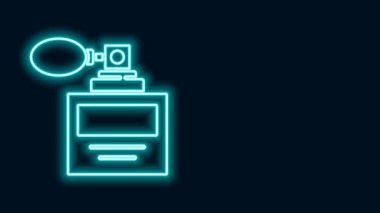 Parlayan neon hattı Parfüm ikonu siyah arkaplanda izole edildi. 8 Mart. Uluslararası Mutlu Kadınlar Günü. 4K Video hareketli grafik canlandırması