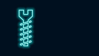 Parlayan neon hattı metalik vida simgesi siyah arkaplanda izole edildi. 4K Video hareketli grafik canlandırması