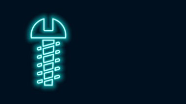 Parlayan neon hattı metalik vida simgesi siyah arkaplanda izole edildi. 4K Video hareketli grafik canlandırması