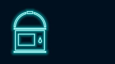 Parlak neon çizgi boyası simgesi siyah arkaplanda izole edilmiş. 4K Video hareketli grafik canlandırması