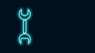 Parlayan neon çizgi anahtarı simgesi siyah arkaplanda izole edildi. 4K Video hareketli grafik canlandırması