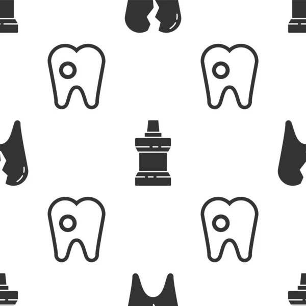 Definir Dente Quebrado Garrafa Plástico Mouthwash Dente Com Cárie Padrão —  Vetores de Stock
