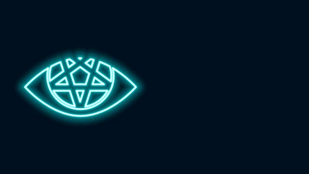Világító neon vonal Pentagram ikon elszigetelt fekete háttér. Varázslatos okkult csillag szimbólum. 4K Videó mozgás grafikus animáció — Stock videók