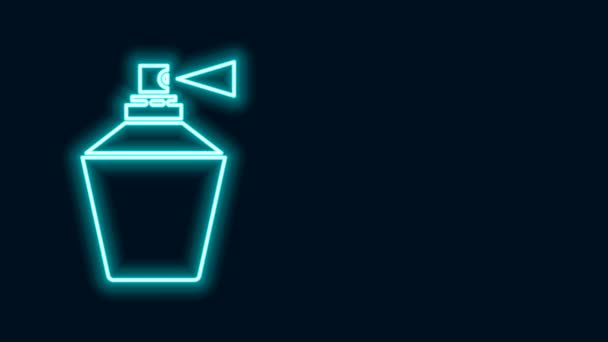 Zářící neonová čára Ikona parfému izolovaná na černém pozadí. 8. března. Mezinárodní den šťastných žen. Grafická animace pohybu videa 4K — Stock video